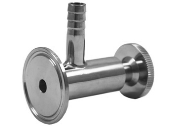 Sampling valve with angled outlet